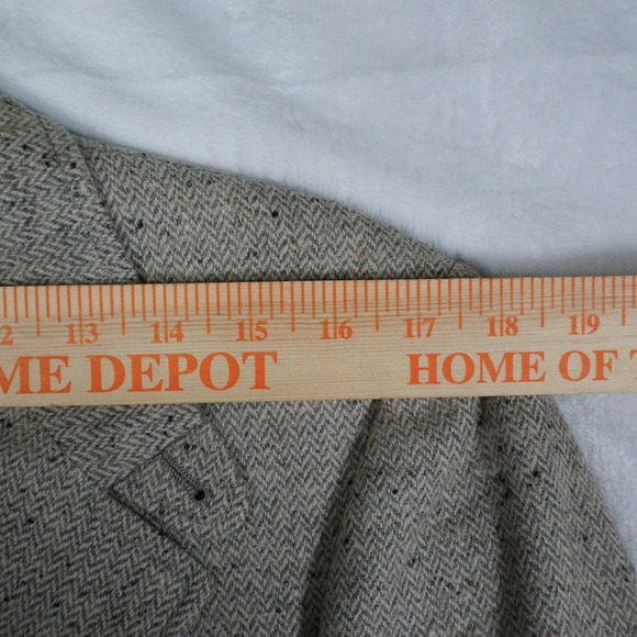 Vintage Tweed Blazer 40R-42R Gray Herringbone Elbow Patch Union Made Academia - Picture 14 of 16